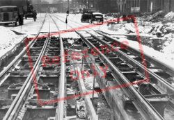 Damaged Tram Tracks In The Snow c.1940, London