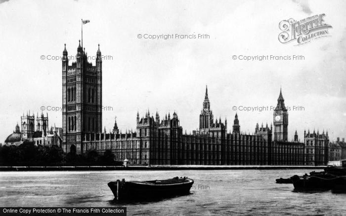 Photo of London, Houses Of Parliament And River Thames c.1930