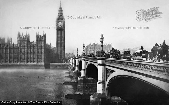 Photo of London, Houses Of Parliament And Westminster Bridge 1890