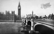 Houses Of Parliament And Westminster Bridge 1890, London