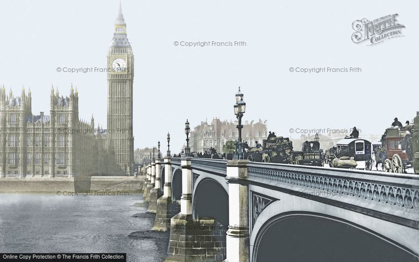 London, Houses of Parliament and Westminster Bridge c1900