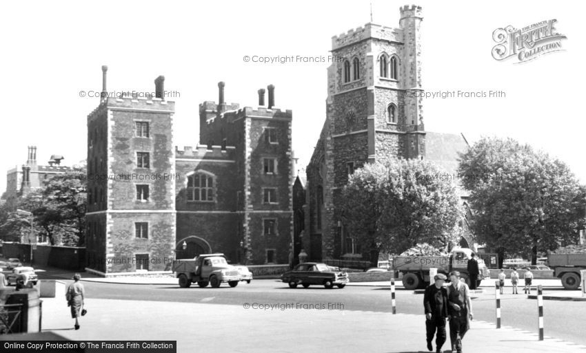 London, Lambeth Palace and the Church of St Mary-at-Lambeth c1955