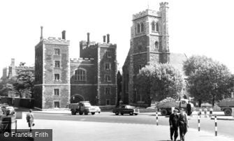 London, Lambeth Palace and the Church of St Mary-at-Lambeth c1955