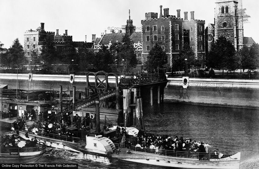 London, Lambeth Palace from Suspension Bridge c1900