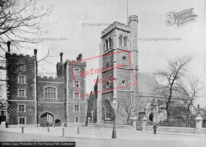 Photo of London, Lambeth Palace, The Gateway And St Mary's Church c.1895