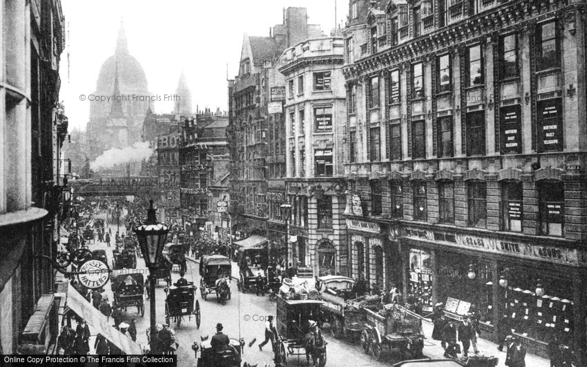 London, Ludgate Hill from Fleet Street c1886
