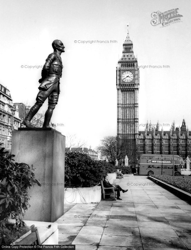 London, Parliament Square, General Smuts Statue and Big Ben c1965