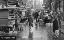 People At Market Off Shaftesbury Avenue 1964, London