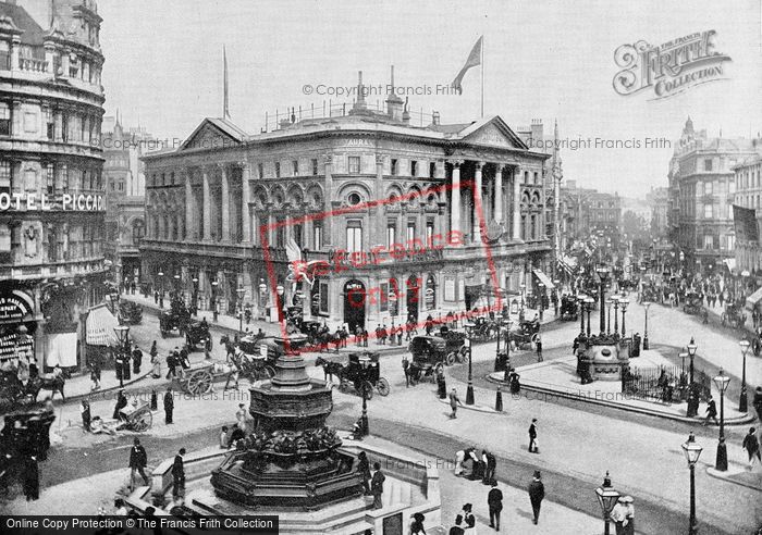 Photo of London, Piccadilly Circus, Shaftesbury Memorial Fountain And The London Pavilion c.1895