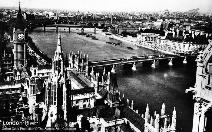 Photo of London, River Thames From Westminster c.1930