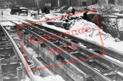 Snow On War Damaged Tram Tracks c.1940, London