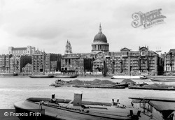 St Paul's Cathedral From River Thames c.1950, London