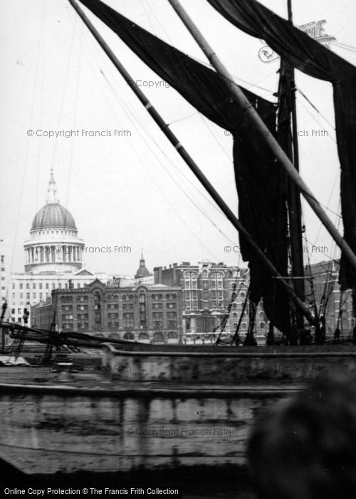 Photo of London, St Paul's Cathedral From The River c.1955