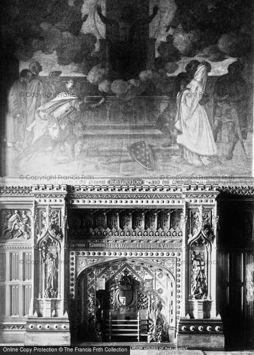 Photo of London, The Fireplace In King's Robing Room, Houses Of Parliament c.1890