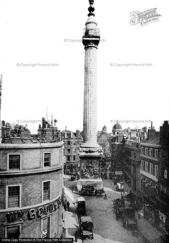 London, the Great Fire of London Monument c1890