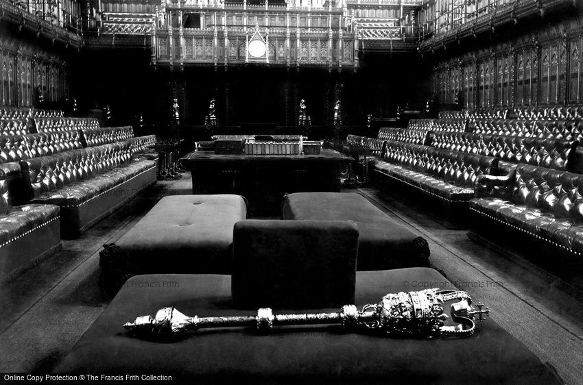 London, the House of Lords with Mace on Woolsack c1910