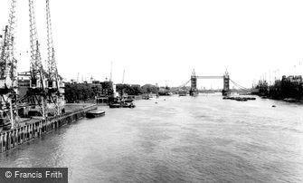 London, the Pool and Tower Bridge c1965