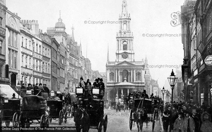 Photo of London, The Strand At St Mary Le Strand Church c.1895