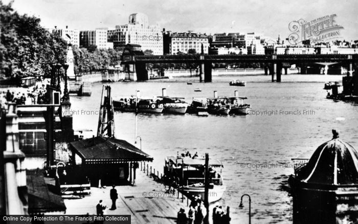 Photo of London, The Thames From Westminster Bridge Steps c.1949