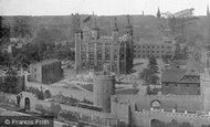 London, Tower of London from Tower Bridge c1890