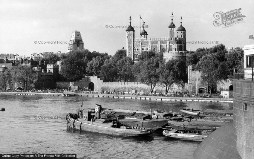 London, Tower of London from Tower Bridge c1950