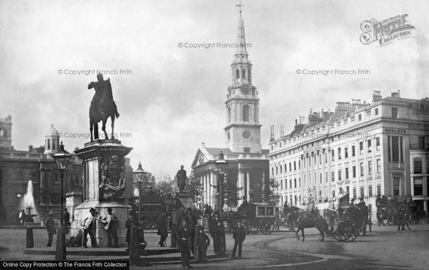 London, Trafalgar Square and St Martin's Church c1890