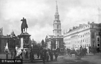 London, Trafalgar Square and St Martin's Church c1890