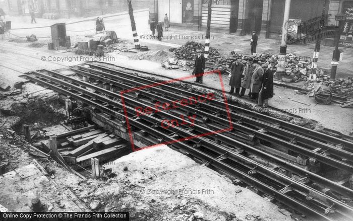 Photo of London, Tram Track Damaged In Air Raid Near Vauxhall Bridge 1940