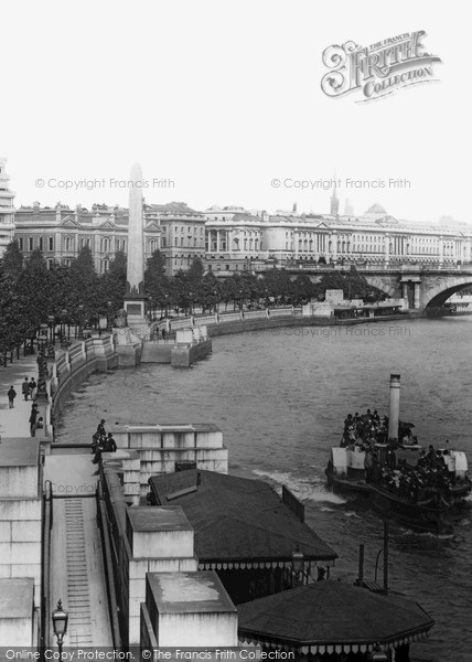 Photo of London, Victoria Embankment And Cleopatra's Needle c.1890