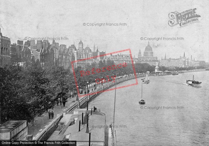 Photo of London, Victoria Embankment From Waterloo Bridge c.1895