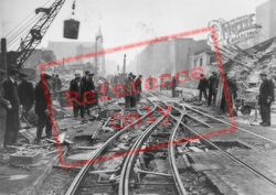 War Damaged Tram Tracks, Bermondsey c.1940, London