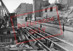 War Damaged Tram Tracks, Bermondsey c.1940, London
