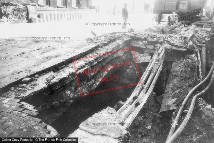 Photo of London, War Damaged Tram Tracks c.1940