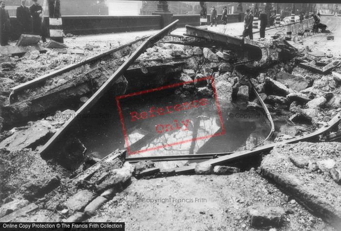 Photo of London, War Damaged Tram Tracks c.1940