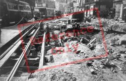 War Damaged Tram Tracks c.1940, London