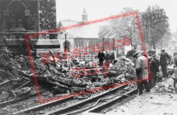 War Damaged Tram Tracks c.1940, London
