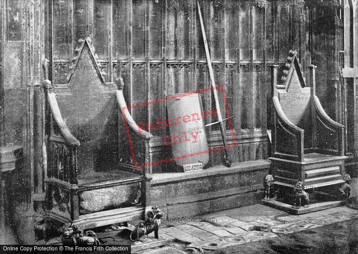 Photo of London, Westminster Abbey, The Coronation Chairs, State Sword And Shield c.1895
