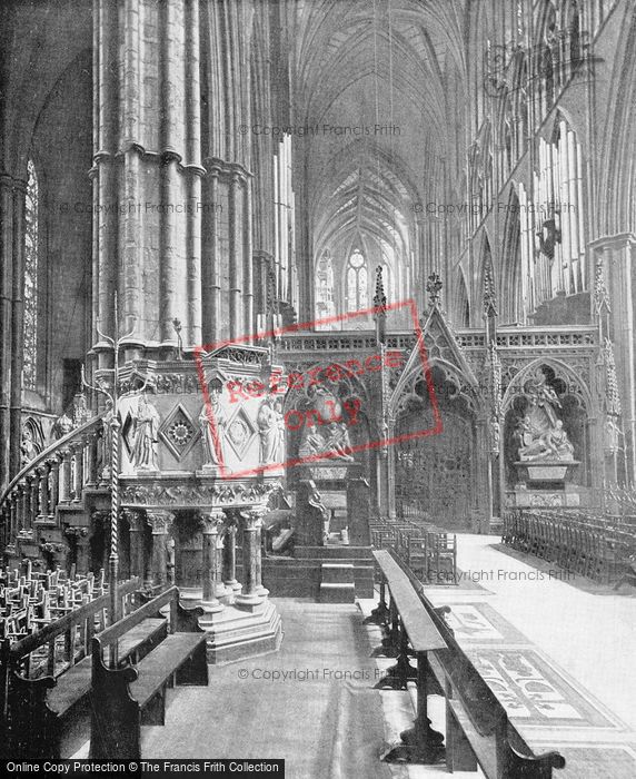 Photo of London, Westminster Abbey, The Organ, Screen, Pulpit And Nave c.1895
