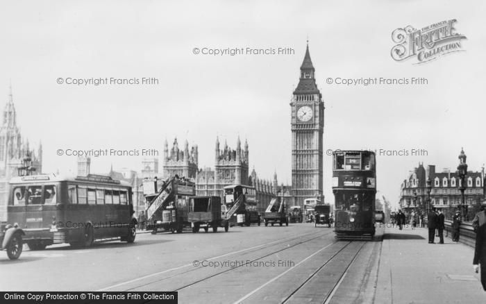Photo of London, Westminster Bridge And The Houses Of Parliament 1931