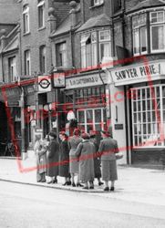 At The Bus Stop, Portsmouth Road c.1955, Long Ditton