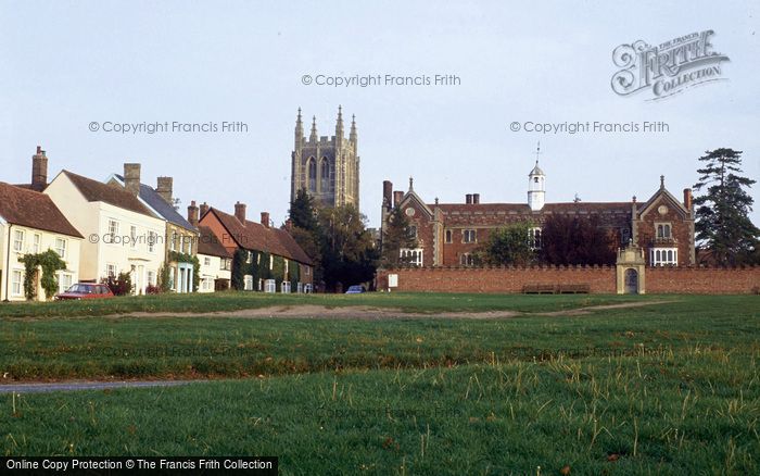 Photo of Long Melford, Village Green, Holy Trinity Church And Almshouses c.1990