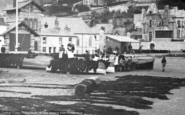Photo of Looe, Children By The Lifeboat House 1888