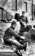 Looe, Fishermen Mending their Nets 1906