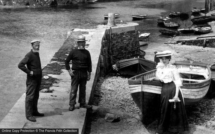 Photo of Looe, People At Harbour Wall 1906