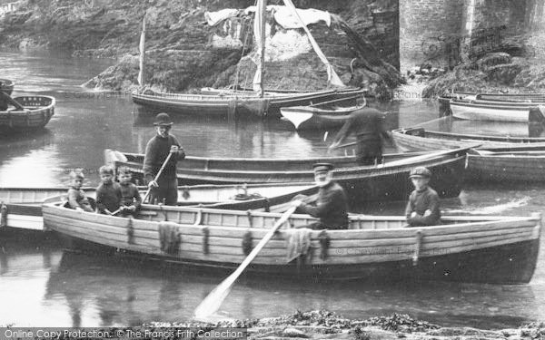 Photo of Looe, The Harbour, Fishermen And Boys 1912