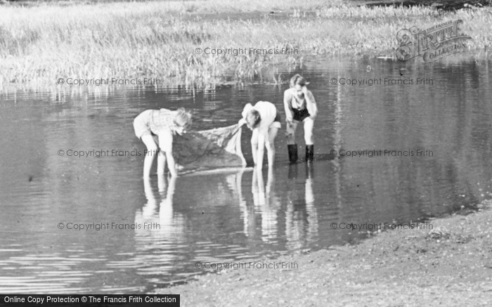 Photo of Loughton, Children Fishing In Goldings Hill Pond c.1955
