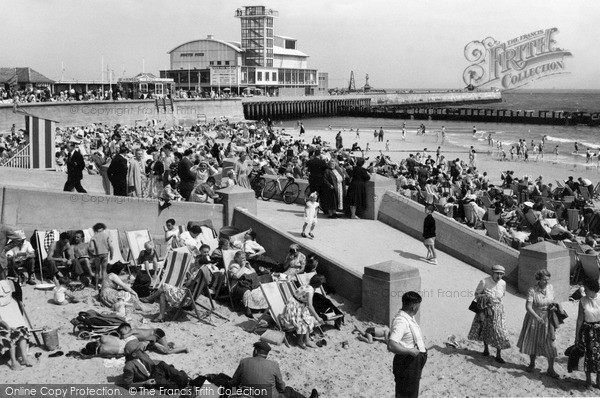 Photo of Lowestoft, Beach And South Pier Pavilion c.1955