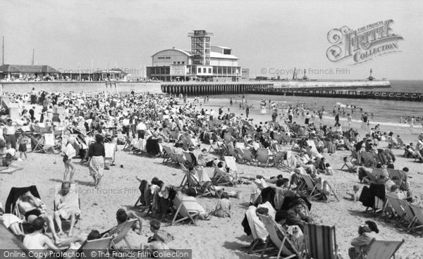 Photo of Lowestoft, Beach And South Pier Pavilion c.1955