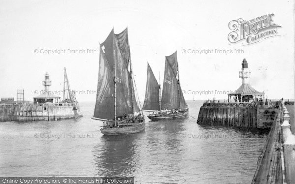 Photo of Lowestoft, Boats Leaving The Harbour c.1900