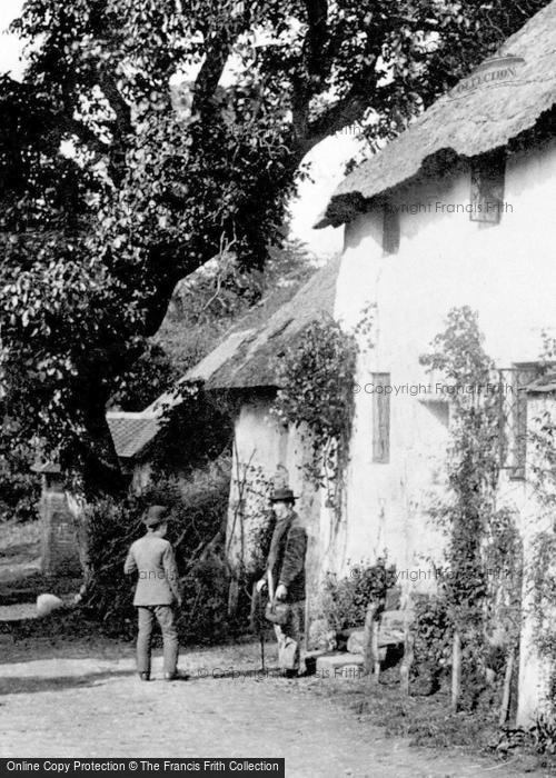 Photo of Luccombe, People By The Cottages 1890
